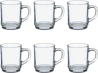 Duralex Theeglazen Versailles - 6x stuks - glas - 260 ml - met oor - transparant hard glas
