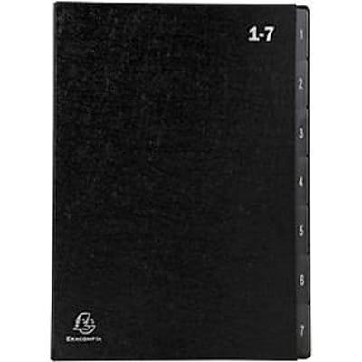 Ordner Exacompta 57007E, formaat A4, 7 vakken, tabbladen 1-7, B 250 x H 330 mm, Blauwe Engel, gerecycled karton, zwart