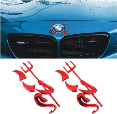 Devil Embleem Autostickers 3D Waterdichte Duiveltjes - Auto Vrachtwagen Motorfiets Notebook Stickers - Set van 2 (Rood) - Decoratie Accessoires Voor Voertuigen - Trendy Design