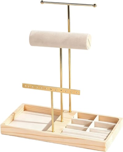 Sieradenhouder T-vorm - Accessoire rek - Sieraden organiseren - Gelaagd ontwerp - 26.5 cm - Metaal