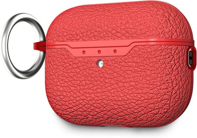 Beschermhoes voor AirPods Pro 2 (2022) met Litchi Textuur en Karabijnhaak - LED Zichtbaar