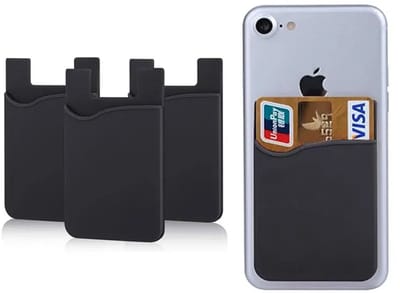 Opplakbare Pasjeshouder - Cardholder - Silicone Pashouder voor Telefoon - Zwart