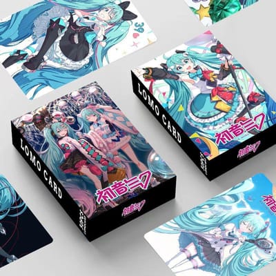 Doos 30 stuks/set Anime Hatsune Miku Kawaii Figuur HD Kleine Kaart Dubbelzijdig Lomo Kaart Boekenlegger Wenskaart Model Speelgoed Cadeaus 30pcs gray