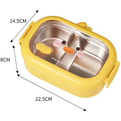 Schattige Gele Eend Lunchbox Roestvrij Staal Herbruikbare Bento Box Student Kinderen Buiten Kamperen Picknick Draagbare Voedselcontainer beige