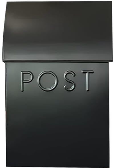 Rustieke spitse brievenbus voor buiten met krantenhouder - Zwart 15x10x4 inch