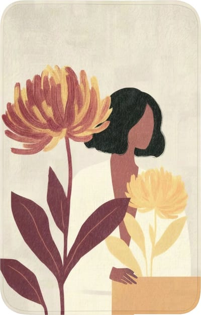 WC mat 50x80 cm - Antislip - Vrouw - Minimalistisch - Bloem - Toiletmat - Vloermat - Douchemat - Toilet tapijt - Toiletmatten
