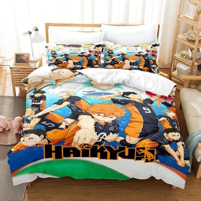 Cartoon Anime Haikyuu Beddengoed Set 3D Geprint Volleybal Jongens Dekbedovertrek Set Eenpersoons Tweepersoons Luxe Bedlinnen voor Kinderen Tieners Cadeau cot size 70x133cm