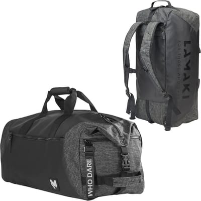 SnelShoppen - Lamaki Holdall Duffel Backpack Weekender 45-50L Zwart - Urban Sports Gym Reis Tas - Lichtgewicht Heavy Duty Handbagage met Schoenenvak -