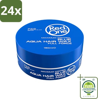 Red One - Haarwax - Blue - Aqua Hair Wax - Voor Sterke Hold & Glanzende Finish - 150 ml - Voordeelverpakking - 24 stuks - Haarwax - Hold