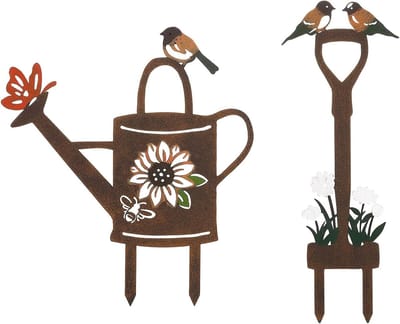Decoratieve Tuinsteker - Plantenstok Vogel - Tuin Decoratie - Lasergesneden Ontwerp - Set van 2 - Multicolor