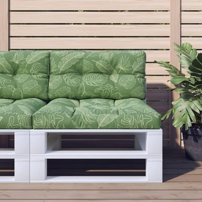 Palletbank Kussens - Zitkussens Set - Tuin Meubels - Bladpatroon Print - 80x80x12 cm - Groen