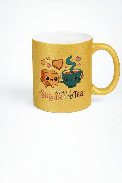 Gouden Glitter Mok - You're the Sugar to My Tea - Liefdevolle Cadeau Thee Mok