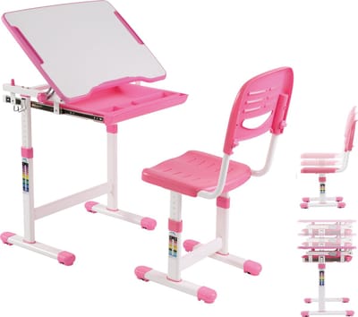 Bureau kinderen tekentafel met bureaustoel - schooltafel - ergonomisch hoogte verstelbaar
