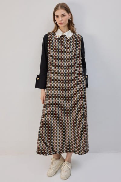 Touché Privé - Tweed overgooier met hemdskraag - Zwart - Dames