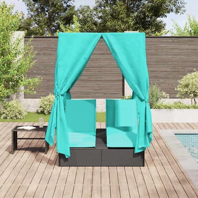 vidaXL Dubbele ligbed Turquoise poly rattan