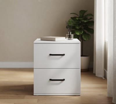 Commode met 2 laden, stapelbaar, dressoir van hout, opbergkast, ladekast voor woonkamer, kantoor, slaapkamer, 60 x 34 x 38 cm (wit)-Mobili Bella
