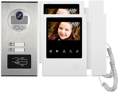 Video Deurtelefoon Systeem - Bedrade Intercom - Toegang Beveiligen - RFID Kaart Ontgrendeling - 4.3 Inch Scherm - Zwart