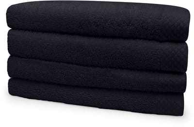 Eleganzzz Handdoeken Set - Set van 4 - Handdoek 50x100cm - 420 gr/m2 - 100% Katoen - black