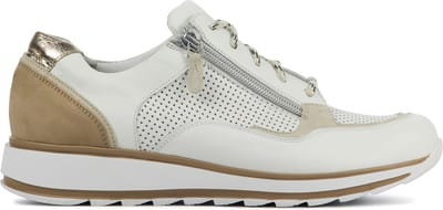 Durea Sneakers Dames - Lage sneakers / Damesschoenen - Leer - 6262 688     -  Wit combi - Maat 37
