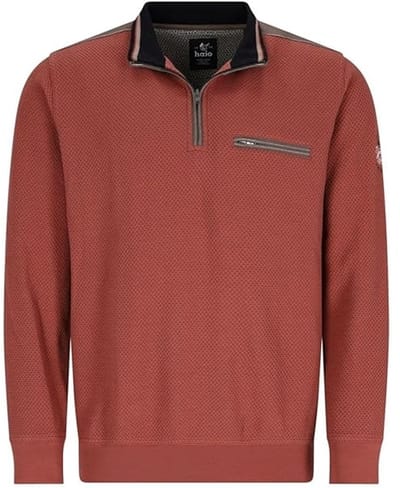 Hajo - Heren sweater met rits - Rood bruin - Maat M