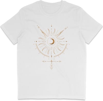 Dames Heren T Shirt - Abstract Spiritueel Celestial Maan - Astrologie - Wit - XS