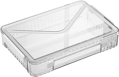 Transparante opbergdoos met vergrendelbare deksels, stapelbare projectdoos, organizer voor kantoor en school, plastic opslagoplossing voor documenten en tijdschriften