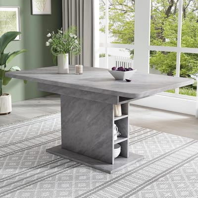 Uittrekbare Eettafel - Keukentafel - Ruimtebesparend Wonen - Met Opbergruimte - 120-160 cm - Grijs