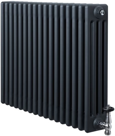 4-kolomsradiator - grijs - 600x785 mm - thermostaatkraan
