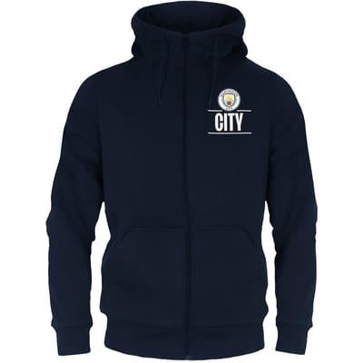 Manchester City FC Mens Fleece Full Zip Hoodie XXL bleu marine