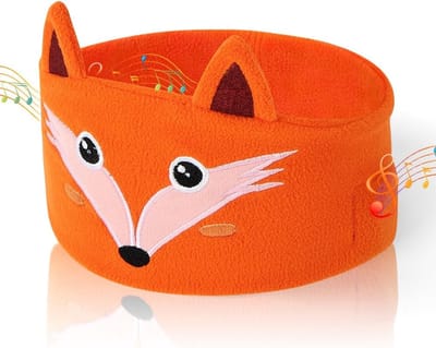 Bluetooth-slaapmasker - sporthoofdband om te slapen, hoofdtelefoon met stereo-luidsprekers, voor zijslapers, muziek, hardlopen, training, reizen (Oranje Vos)