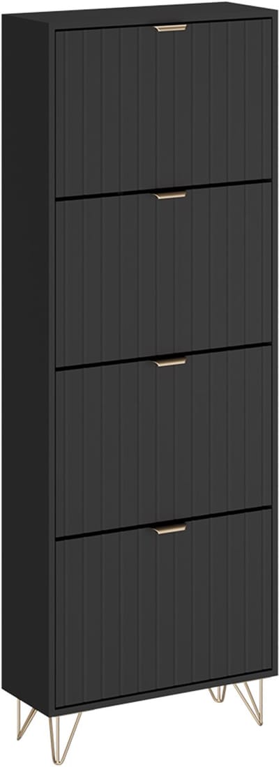 Vicco Helge Schoenenkast – 60 x 166.7 cm 4 compartimenten Zwart