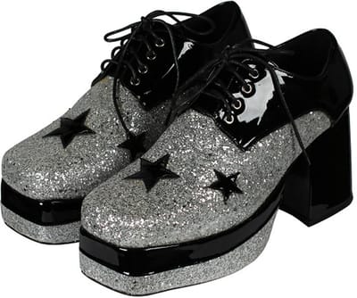 Herenschoenen - Foute Party Disco - Glamrock - Zilver - Maat 43/44