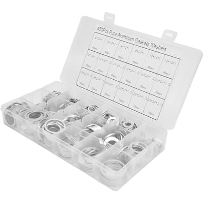 450 stuks Aluminium Ring Ronde Platte Pakking Set Afdichting Vlakke Oliekeerring Kit Hardware Accessoires