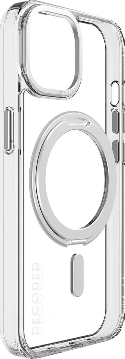 DECODED 360° Stand Case - iPhone 15 Plus - 100% Gerecycleerd Plastic - Doorzichtig Hoesje - Geschikt voor MagSafe - Transparant