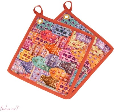 Imbarro Home & Fashion Pannenlappen HomeSweetHome – Katoen Keuken Set van 2 – 22 x 22 cm