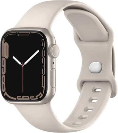 By Qubix Siliconen sport band - Geschikt voor Apple watch bandje 38/40/41/42mm - Sterrenlicht - starlight - Maat: S-M - Series 1/2/3/4/5/6/7/8/9/10/SE