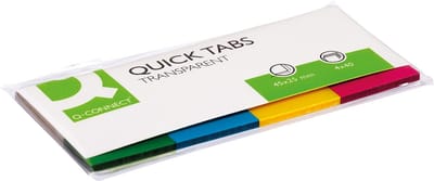 Q-CONNECT Quick Tabs | ft 25 x 45 mm | 4 x 40 tabs | geassorteerde kleuren