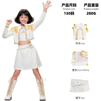 POO Chasseur de Sorcières Groupe d'Enfants Cosplay Costume Vague Coréenne Fille Rumi Mira Zoe Cosplay Film Même Costume Halloween Noël Costumes 150&K-POP white
