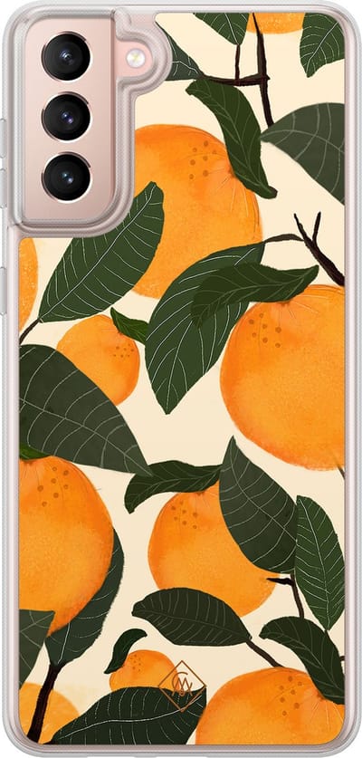 Casimoda® hoesje - Geschikt voor Samsung Galaxy S21 - Oranges - 2-in-1 case - Schokbestendig - Natuur - Verhoogde randen - Multi, Transparant