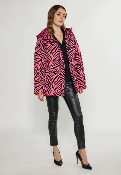 Faina Gewatteerd jack met zebraprint Dames Roze zebra