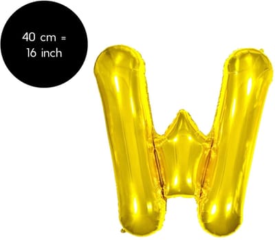 Fienosa Letter Ballonnen - Letter W - Goud - Kleur Goud - 40 cm - Helium Ballon - Verjaardag Ballon - Verjaardag versiering