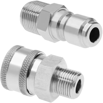 Dailygoods - Hogedrukreiniger Adapter - Quick Connect Fitting - Roestvrij staal - 3/8 Inch - Geschikt voor Hogedrukreinigers - Zilver
