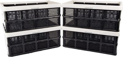 Set van 4 Opvouwbare Vouwkratten 32 Liter - Wit - Kunststof - Handgrepen - Voor Huishouden & Klussen - 50x21x33cm
