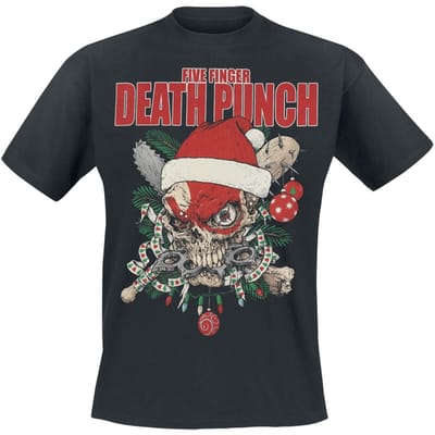 Five Finger Death Punch T-shirt - RAF Knucklehead Xmas - S tot M - voor Mannen - zwart