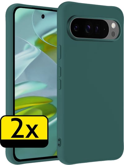 Hoesje - 2 Stuks - Geschikt voor Google Pixel 10 Pro - Sterk & Shockproof - Case Siliconen - Back Cover - Telefoon Hoes - Telefoonhoesjes - Donkergroen