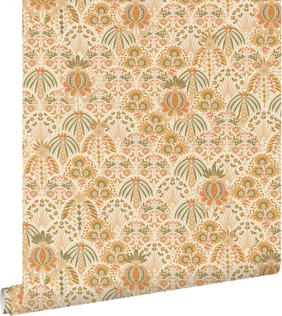 ESTAhome behang vintage bloemen in art nouveau stijl oranje en okergeel - 50 x 900 cm - 131509