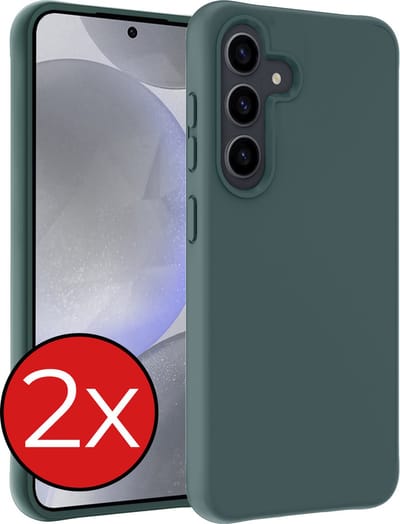 Hoesje - 2 Stuks - Geschikt voor Samsung Galaxy S24 - Sterk & Shockproof - Telefoonhoes - Back Cover - Case Siliconen - Telefoon Hoes - Donkergroen