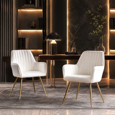 Eetkamerstoelen - Set Van 2 - Eettafelstoel - Eetkamerstoel - Keukenstoel - Metalen Poten - spons met hoge dichtheid - leer - Draagvermogen 150KG - Beige