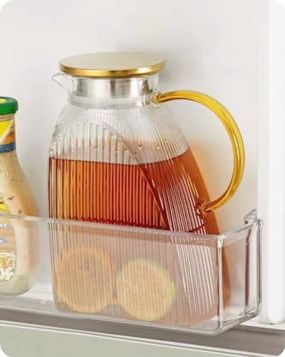 Waterkan voor Koelkastdeur - 1.8L Hoge Borosilicaat Glas Met RVS Deksel - Geschikt Voor Warme En Koude Dranken