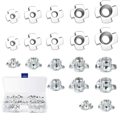 Dailygoods- Inslagmoeren 100 Stuks - M3/M4/M5/M6/M8 Schroefdraadmoeren - IJzeren Verzinkte Moeren - Bevestiging Meubels - Houtbewerking - Duurzaam en Roestvrij - Schroefmoeren